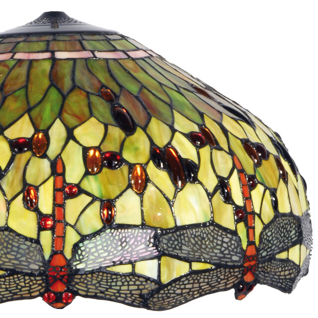 LumiLamp Lampenkap tiffany Ø 51x30 cm rood glas libelle glazen lampenkap 1225817 large