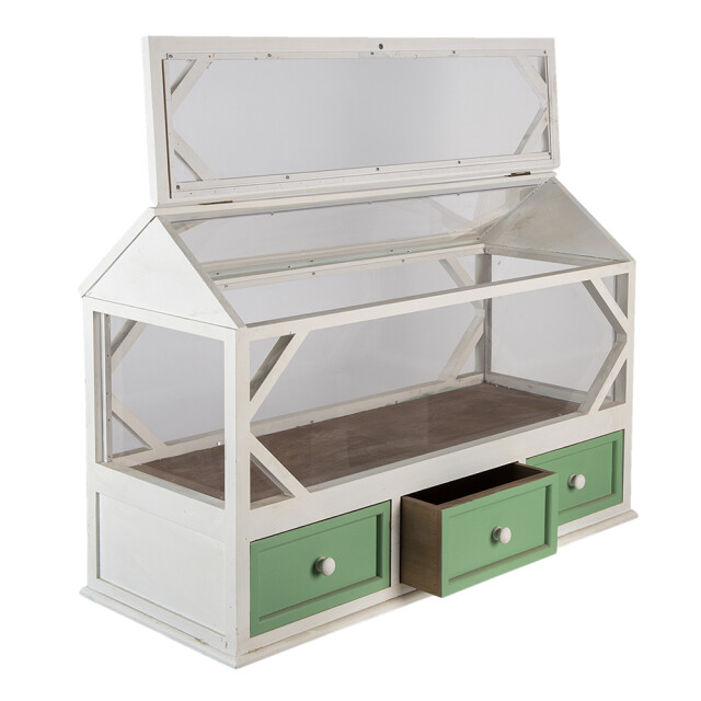 Clayre & Eef Decoratie kweekkastje 76x33x51 cm groen hout glas rechthoek 1357270 large