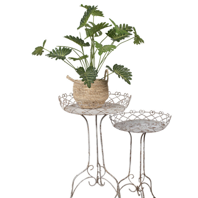 Clayre & Eef Plantentafel set van 2 Ø 52x84/ Ø42x66 cm bruin ijzer 2936185 large