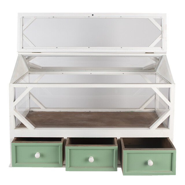 Clayre & Eef Decoratie kweekkastje 76x33x51 cm groen hout glas rechthoek 1357270 large