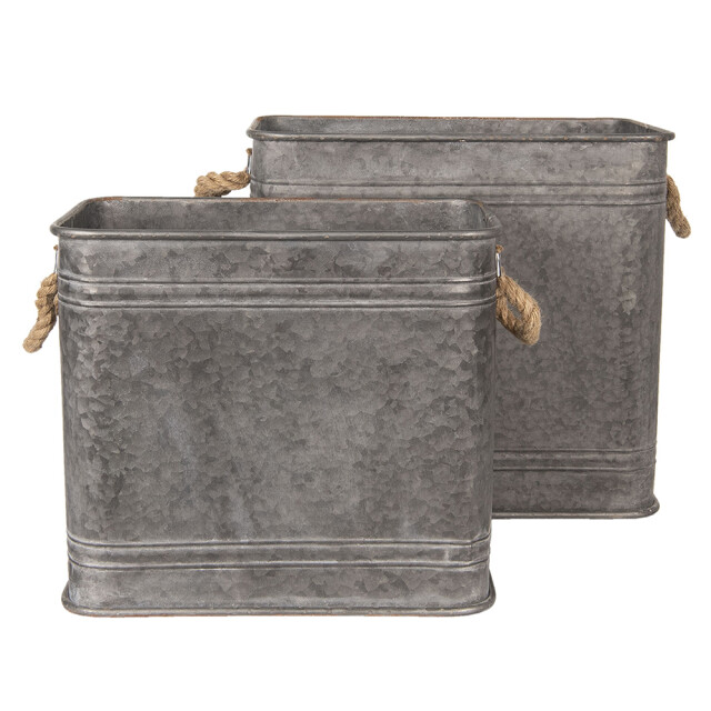 Clayre & Eef Decoratie zinken teil set van 2 metaal vierkant decoratie 1094400 large