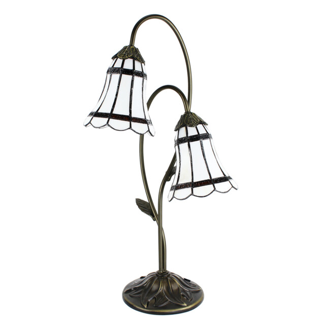 LumiLamp Tiffany tafellamp 61 cm wit kunststof glas tiffany bureaulamp 2035467 large