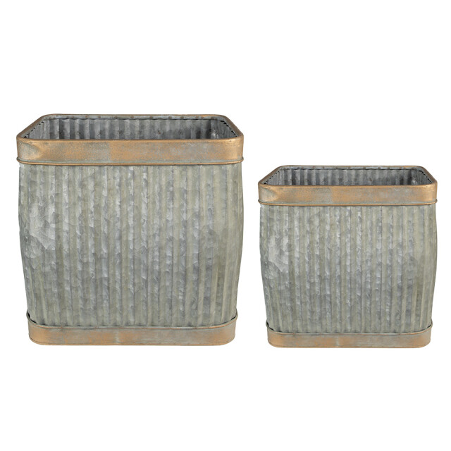 Clayre & Eef Planthouder 38x27x39 cm grijs metaal rechthoek bloempot 2411406 large