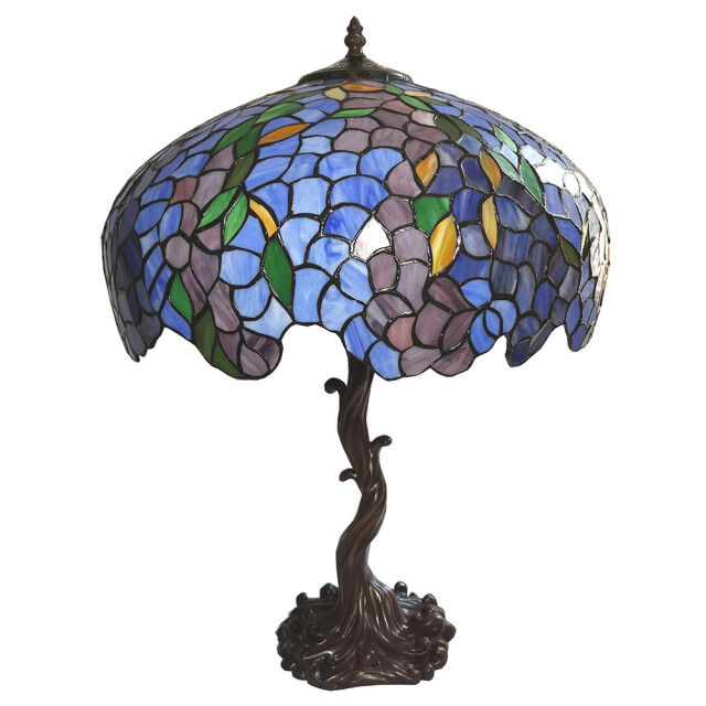 LumiLamp Tiffany tafellamp Ø 50x76 cm groen glas bloemen tiffany 1095239 large