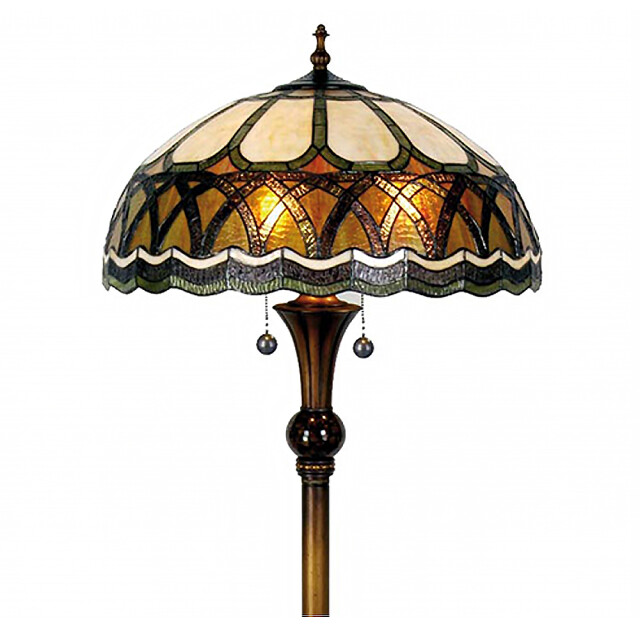 LumiLamp Tiffany vloerlamp Ø 56x164 cm beige glas halfrond staande lamp 1088498 large