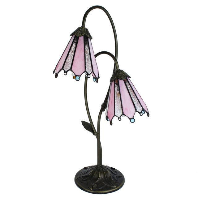 LumiLamp Tiffany tafellamp 61 cm roze glas tiffany bureaulamp 2035465 large