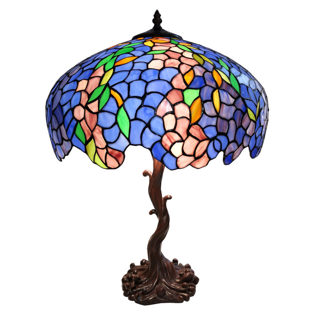 LumiLamp Tiffany tafellamp Ø 50x76 cm groen glas bloemen tiffany 1095239 large