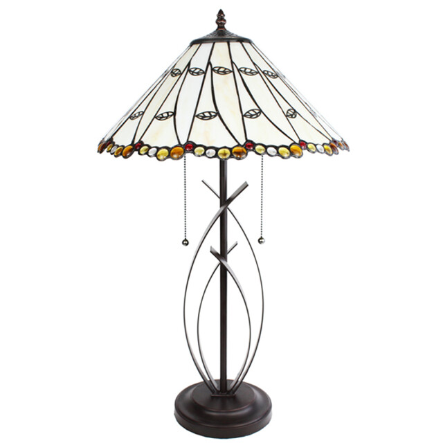 LumiLamp Tiffany tafellamp Ø 41x68 cm glas rond tiffany bureaulamp 2201445 large
