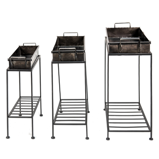 Clayre & Eef Plantenstandaard set van 3 ijzer plantentafel 2003104 large