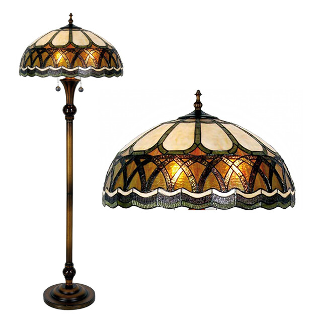LumiLamp Tiffany vloerlamp Ø 56x164 cm beige glas halfrond staande lamp 1088498 large