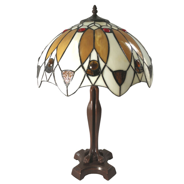 LumiLamp Tiffany tafellamp Ø 41x57 cm bruin glas tiffany bureaulamp 1095238 large