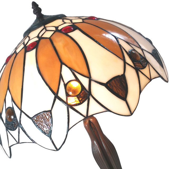 LumiLamp Tiffany tafellamp Ø 41x57 cm bruin glas tiffany bureaulamp 1095238 large