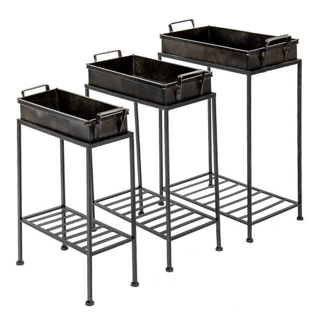 Clayre & Eef Plantenstandaard set van 3 ijzer plantentafel 2003104 large