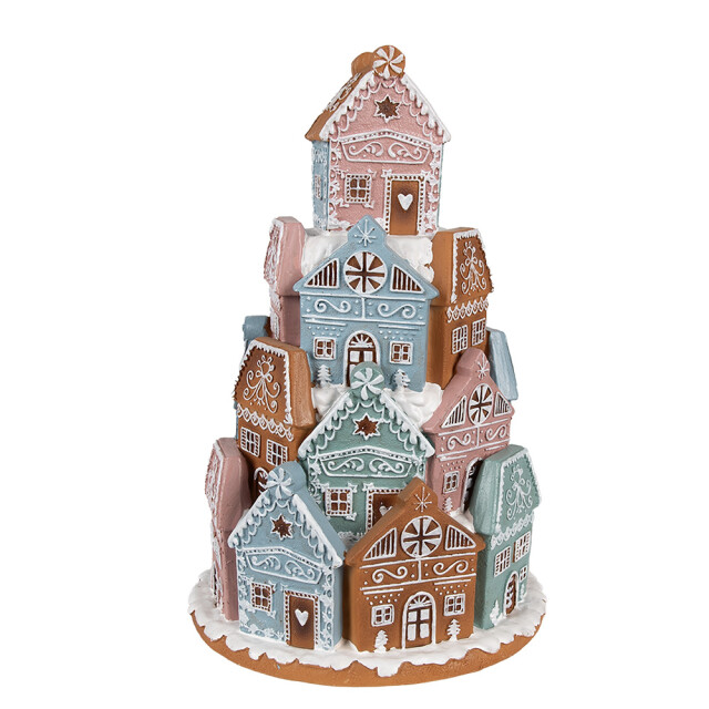 Clayre & Eef Gingerbread house met led Ø19x28 cm blauw kunststof 2922293 large