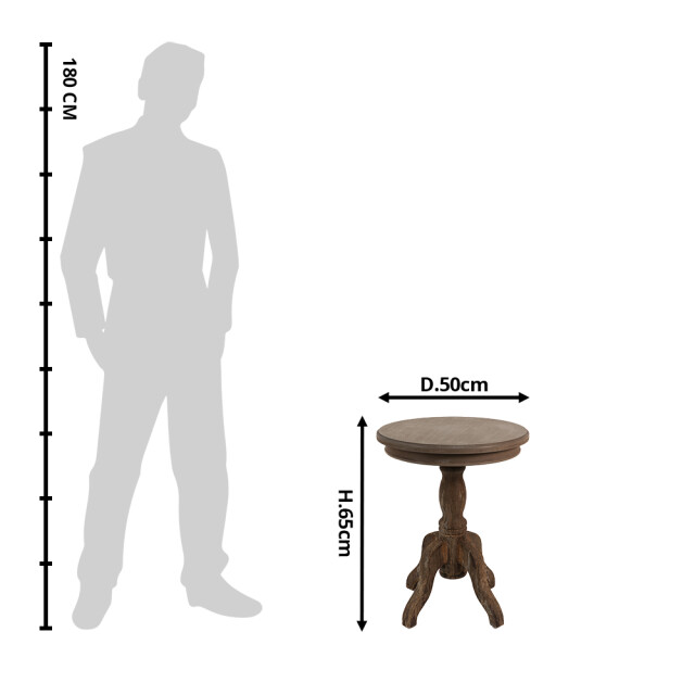 Clayre & Eef Bijzettafel Ø 50x65 cm hout rond 1785560 large