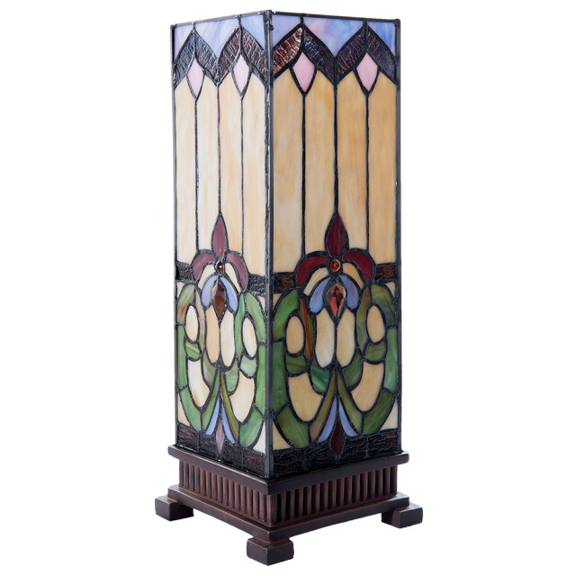 LumiLamp Tiffany tafellamp 17x17x44 cm blauw glas vierkant tiffany 1088578 large