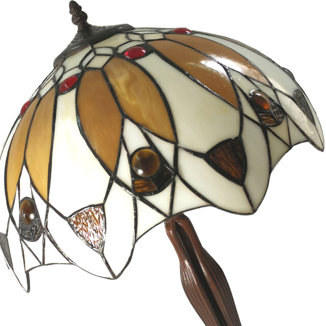 LumiLamp Tiffany tafellamp Ø 41x57 cm bruin glas tiffany bureaulamp 1095238 large
