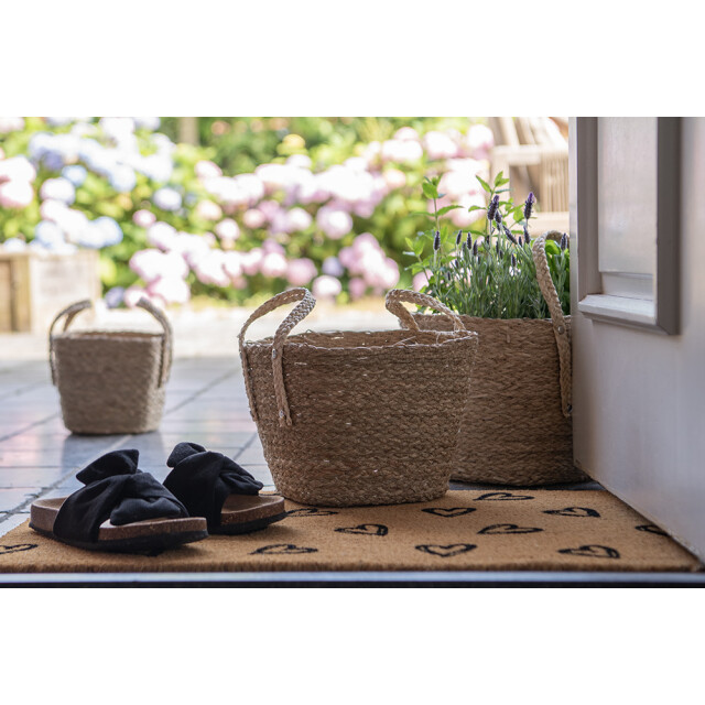 Clayre & Eef Opbergmand set van 3 Ø 27 Ø 23 Ø 20 cm stro vierkant mand 1407425 large