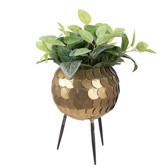 Clayre & Eef Planthouder Ø 22x28 cm zwart ijzer rond bloempot op 2733729 large