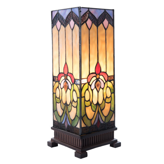 LumiLamp Tiffany tafellamp 17x17x44 cm blauw glas vierkant tiffany 1088578 large