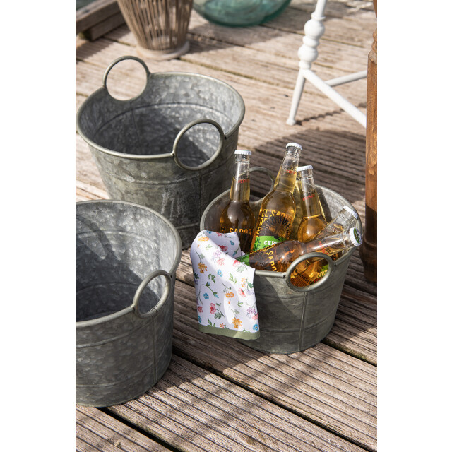 Clayre & Eef Planthouder Ø 32x25 cm grijs metaal rond bloempot 2411404 large