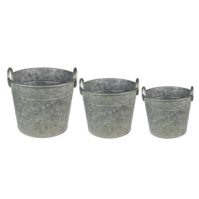 Clayre & Eef Planthouder Ø 32x25 cm grijs metaal rond bloempot 2411404 large