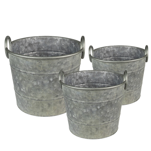 Clayre & Eef Planthouder Ø 32x25 cm grijs metaal rond bloempot 2411404 large