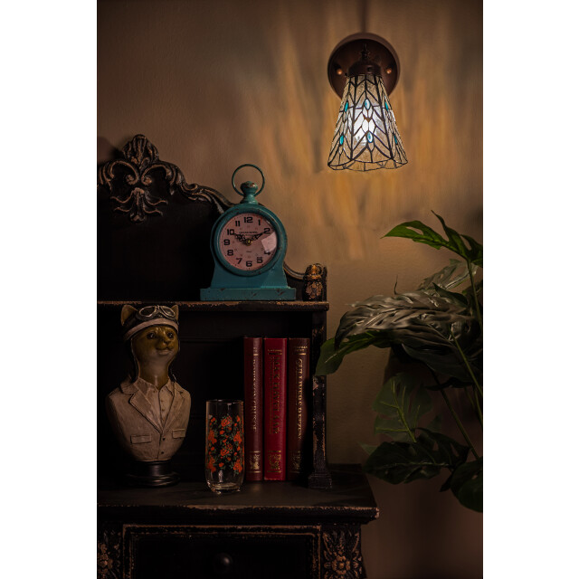 LumiLamp Wandlamp tiffany 17x12x23 cm glas metaal rond muurlamp 1941686 large