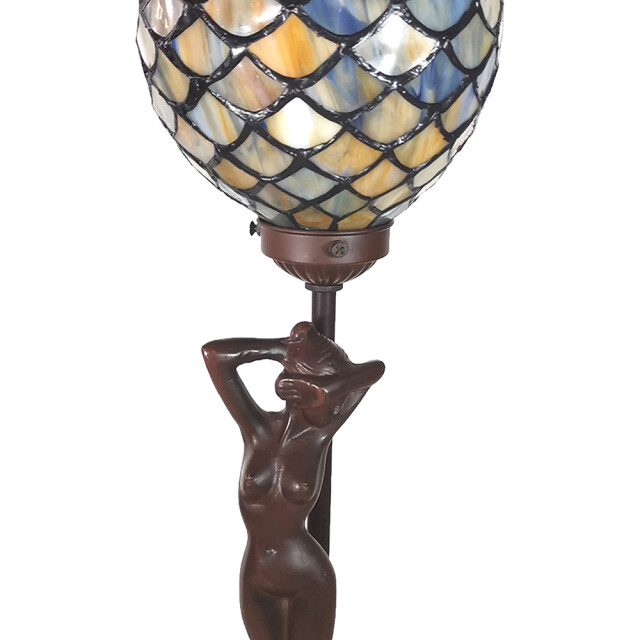 LumiLamp Tiffany tafellamp 21x21x51 cm blauw glas vrouw tiffany 1088658 large