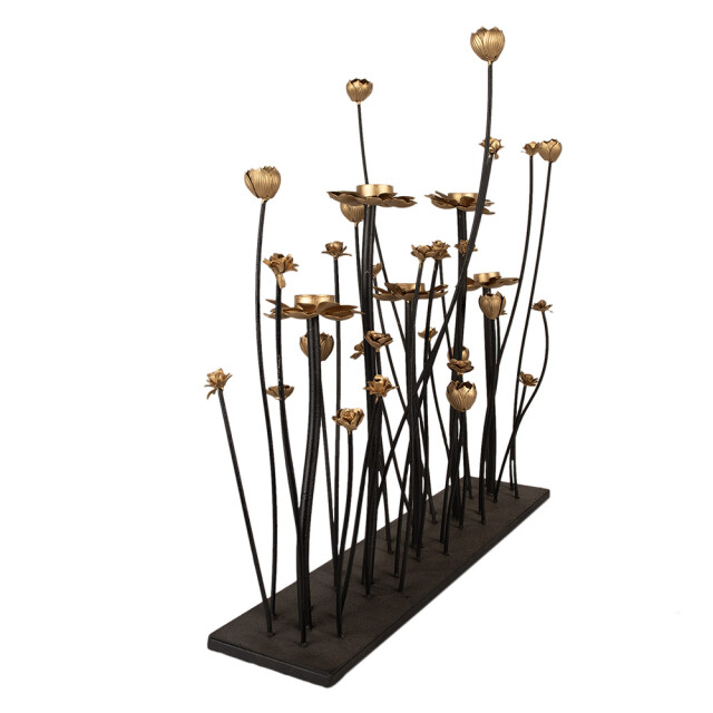 Clayre & Eef Kandelaar 69x15x66 cm goudkleurig ijzer bloemen 2704949 large