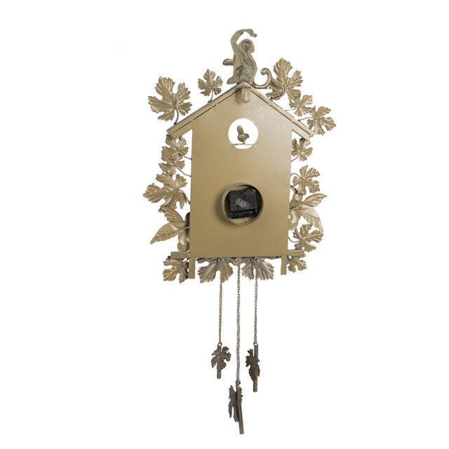 Clayre & Eef Wandklok 36x8x86 cm ijzer bladeren muurklok 2765635 large