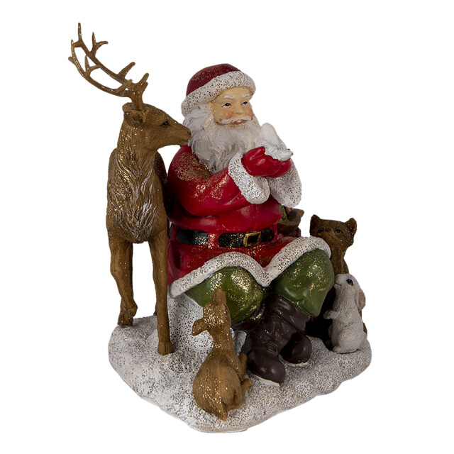 Clayre & Eef Beeld kerstman 18x13x19 cm bruin polyresin kerstdecoratie 1365315 large