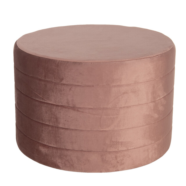 Clayre & Eef Poef Ø 60x40 cm hout textiel rond hocker 1269002 large
