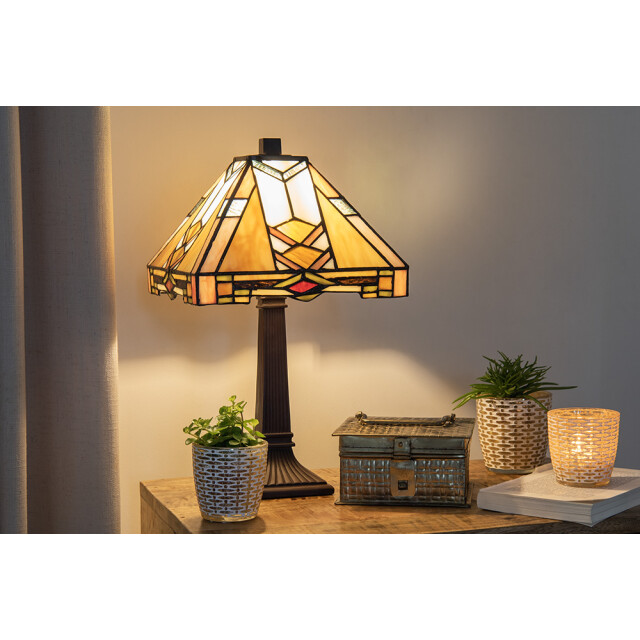 LumiLamp Tiffany tafellamp 22x22x38 cm geel glas tiffany bureaulamp 1088708 large