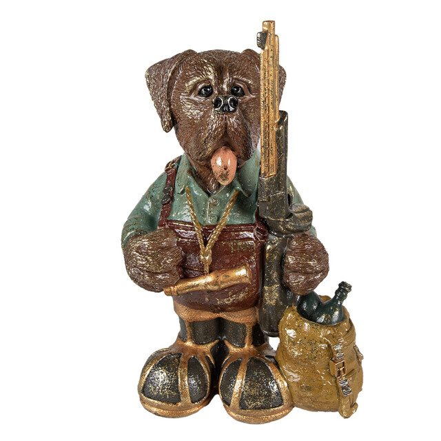 Clayre & Eef Beeld hond 20x13x32 cm groen polyresin 2332516 large