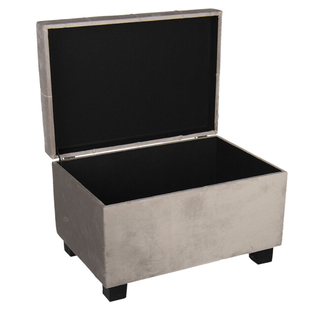 Clayre & Eef Poef 50x34x33 cm hout textiel rechthoek hocker 1089248 large