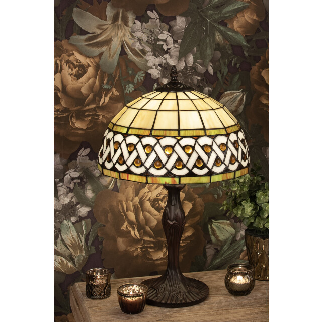 LumiLamp Tiffany tafellamp Ø 31x43 cm kunststof glas tiffany bureaulamp 1536960 large