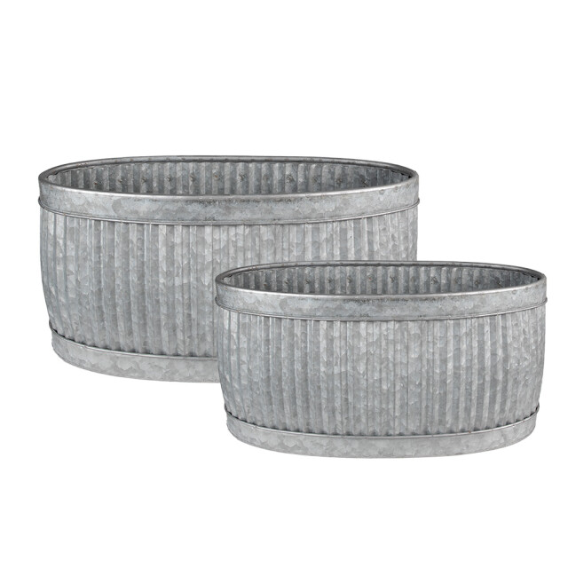 Clayre & Eef Decoratie zinken teil set van 2 52x25x26 cm metaal ovaal 2709828 large