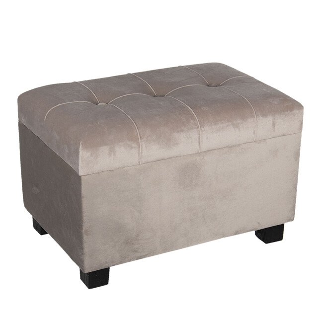 Clayre & Eef Poef 50x34x33 cm hout textiel rechthoek hocker 1089248 large