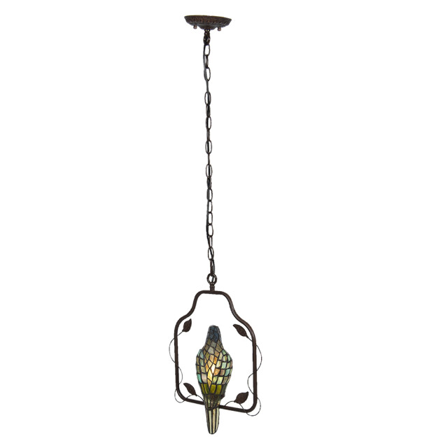 LumiLamp Plafondlamp tiffany papegaai blauw metaal glas plafonniere 1251083 large