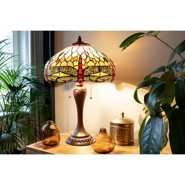 LumiLamp Lampenkap tiffany Ø 40 cm beige glas libelle glazen lampenkap 1088408 large