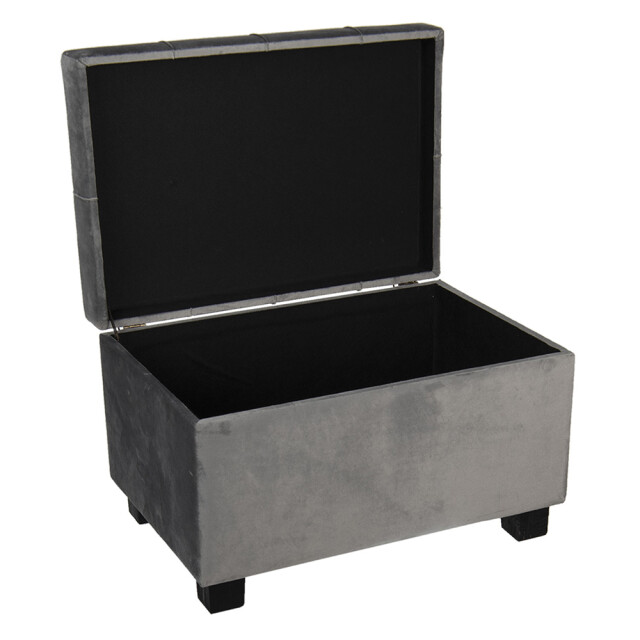 Clayre & Eef Poef 50x34x33 cm hout textiel rechthoek hocker 1089249 large