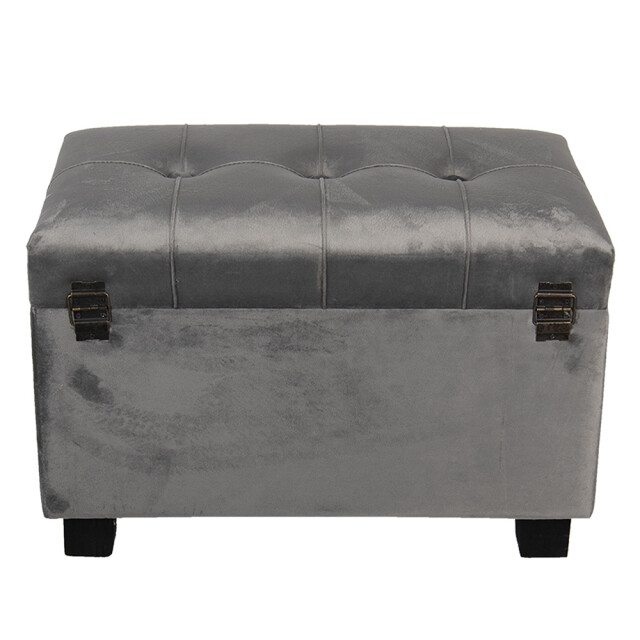Clayre & Eef Poef 50x34x33 cm hout textiel rechthoek hocker 1089249 large