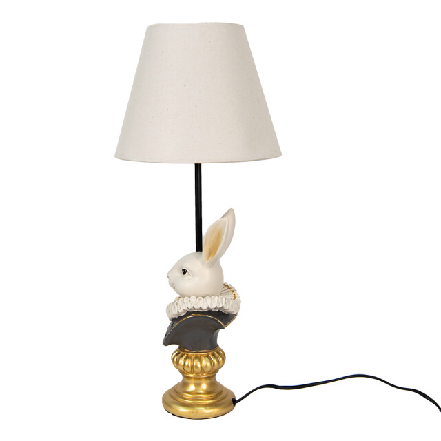 Clayre & Eef Tafellamp konijn Ø 23x53 cm kunststof bureaulamp 1936355 large