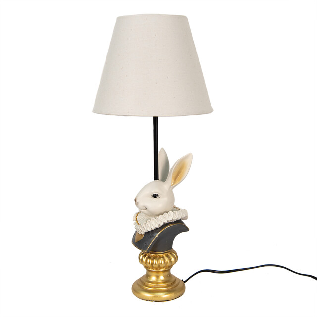 Clayre & Eef Tafellamp konijn Ø 23x53 cm kunststof bureaulamp 1936355 large
