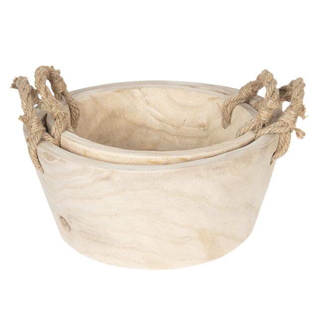 Clayre & Eef Opbergmand set van 2 Ø 36 / Ø 29 cm hout rond mand 1089927 large