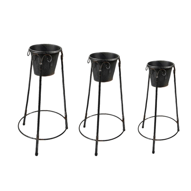 Clayre & Eef Bloempot set van 3 ijzer plantenstandaard 2039214 large