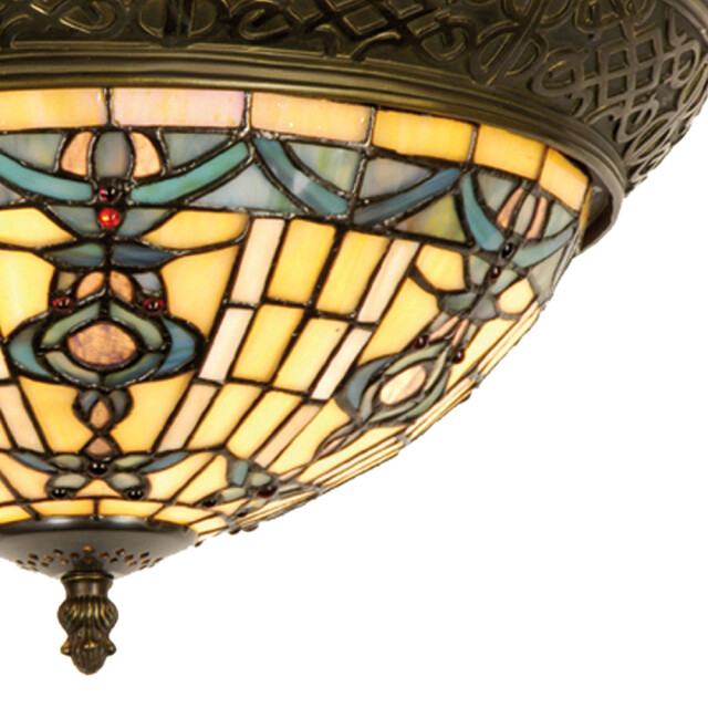 LumiLamp Plafondlamp tiffany Ø 38x19 cm blauw glas driehoek plafonniere 1116263 large