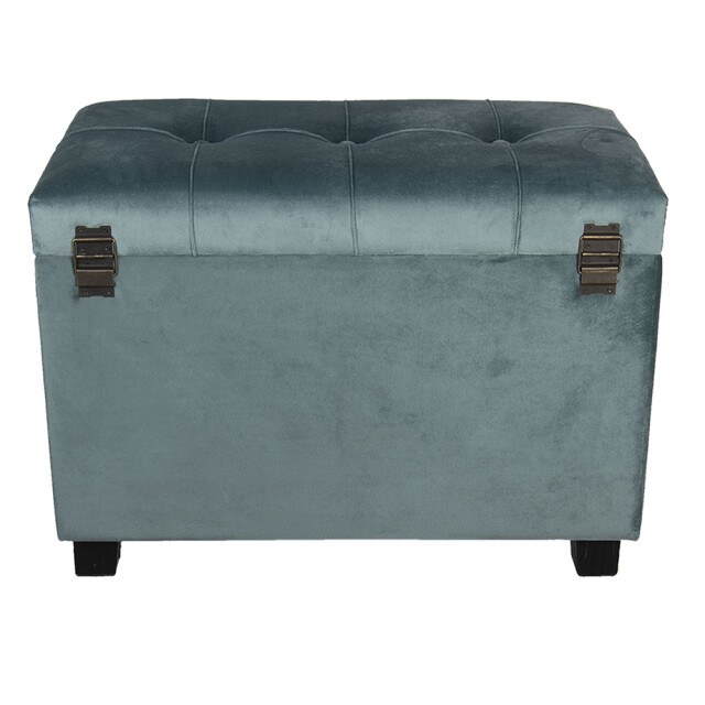 Clayre & Eef Poef 60x36x43 cm hout textiel rechthoek hocker 1089247 large
