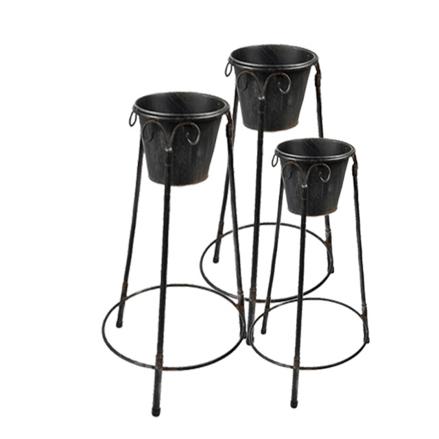 Clayre & Eef Bloempot set van 3 ijzer plantenstandaard 2039214 large